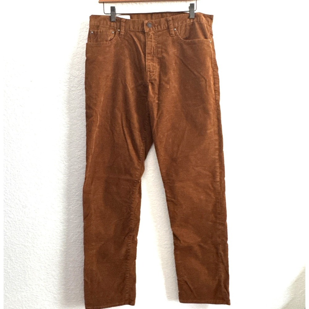 Gap Corduroy Pants Mens 33x32 Bright Brown Straight Fit Stretch